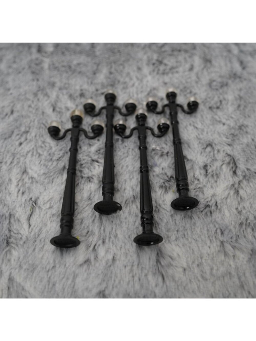 Miniature Street Lamp Posts 5” Lot of 4 Black Globe Lights Christmas Village - Picture 3 of 6
